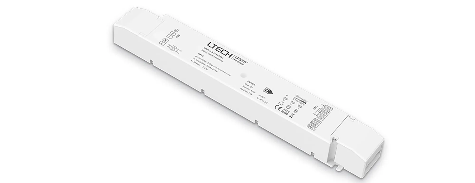 LM-75-12-G1M2  DMX512/RDM/Push DIM, 0-100% Dim, CV 75W, 12Vdc 6.25A, 200-120Vac, IP20, 5yrs Warranty.